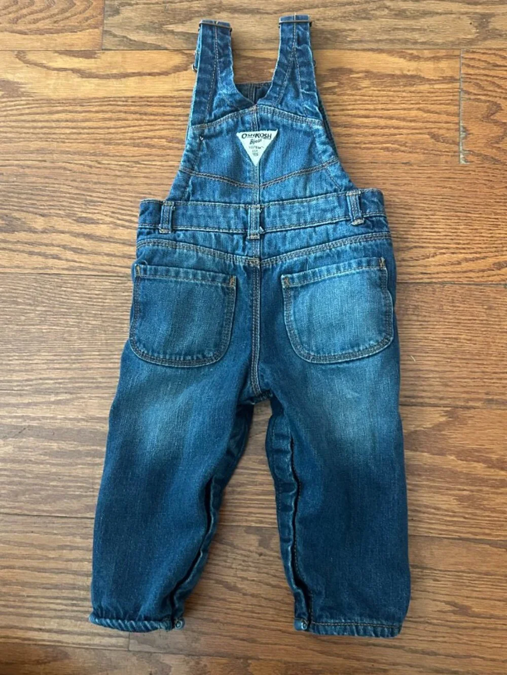 OshKosh B'gosh Fleece-Lined Denim Overalls Girls 18 Months Cold Gear Baby Girl